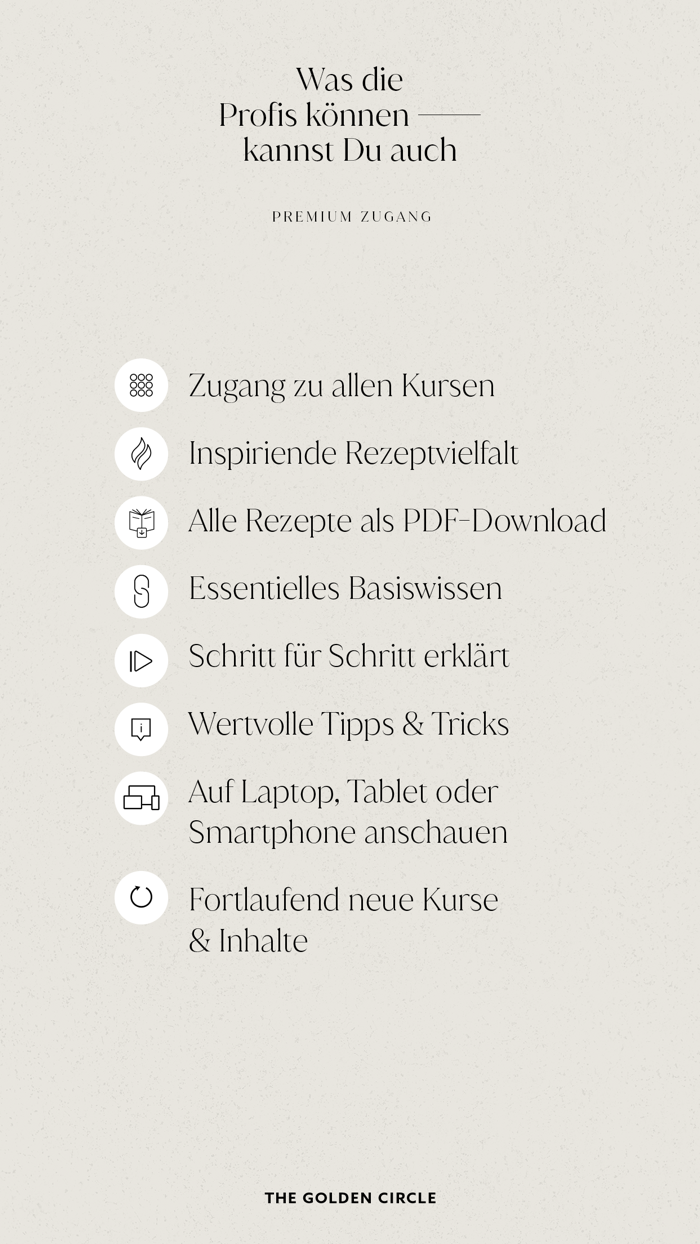 THE GOLDEN CIRCLE • Kochkurse