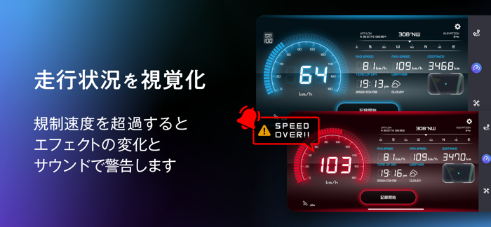 ナビタイムのスピードメーターアプリ