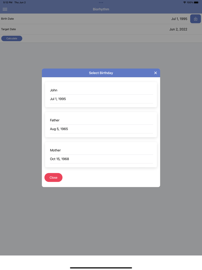 Biorhythm Calculator Simple