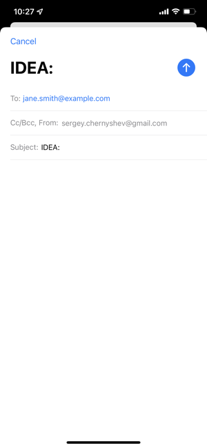 Note To Self: quick self-email Screenshot