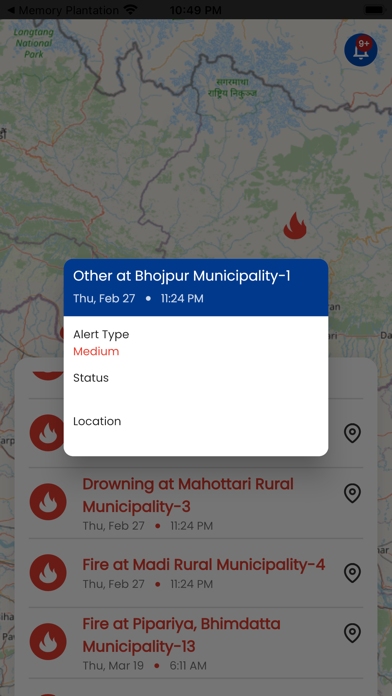 MOITFE Fire Alert Screenshot