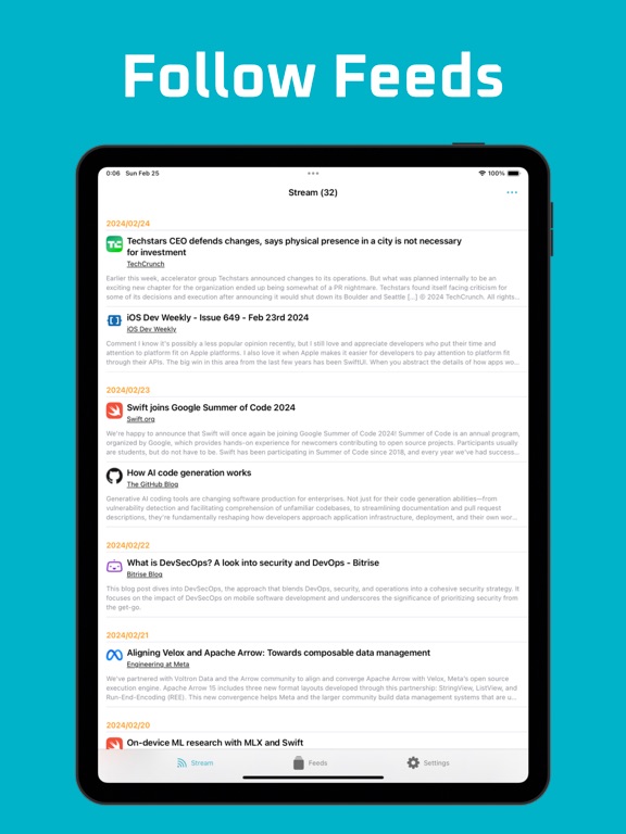 Riverside - RSS Reader iPad screenshot 1 - News app