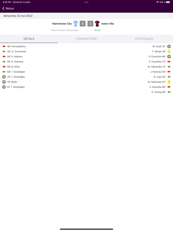 Screenshot #6 pour Résultats pour Premier League
