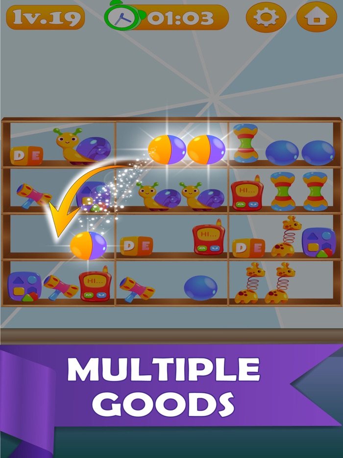 Goods triple match tiles sort