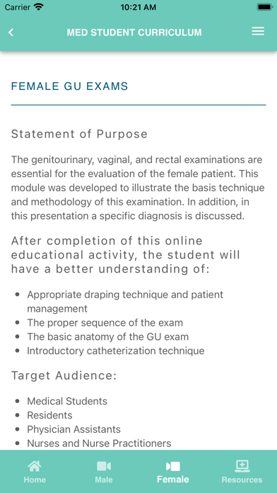 AUA Medical Student Curriculum Screenshot