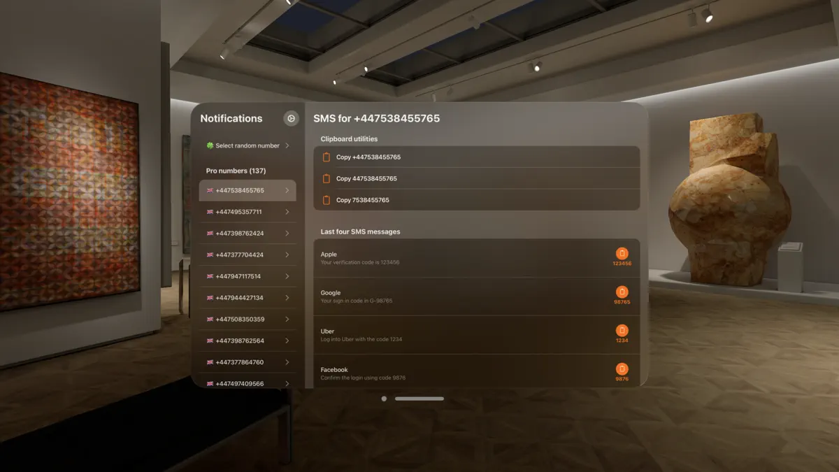 SMSProxy - Temporary Num. screenshot 1