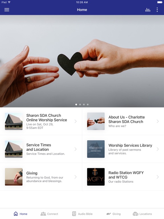 Sharon SDA Church iPad screenshot