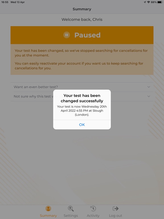 Driving Test Cancellations App iPad screenshot 4 - Productivity app