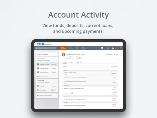 West Community Credit Union iPad screenshot 7 - Finance app