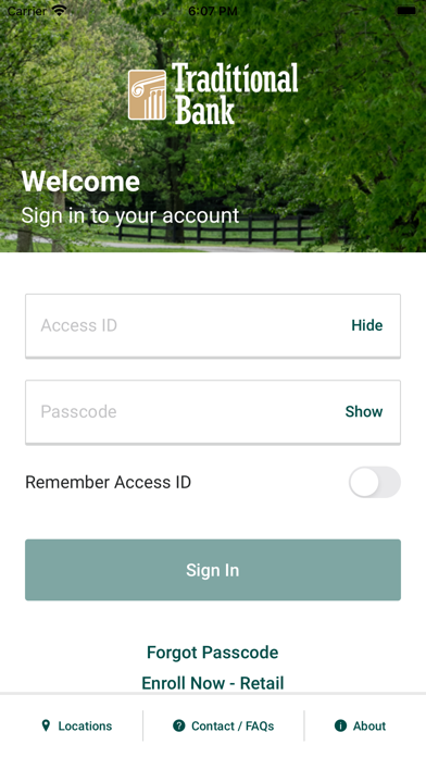 Traditional Bank Mobile Screenshot