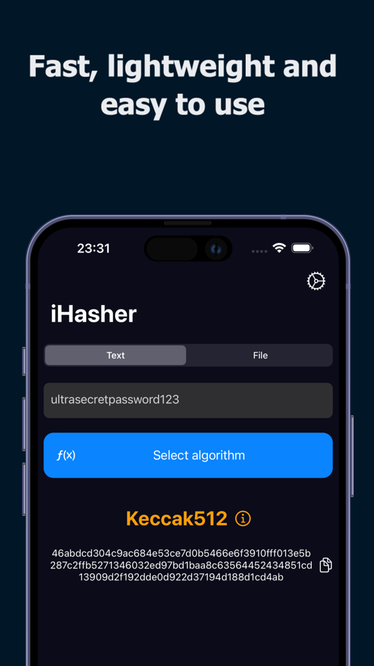#1. iHasher (iOS) 由: Sergio Ruediger