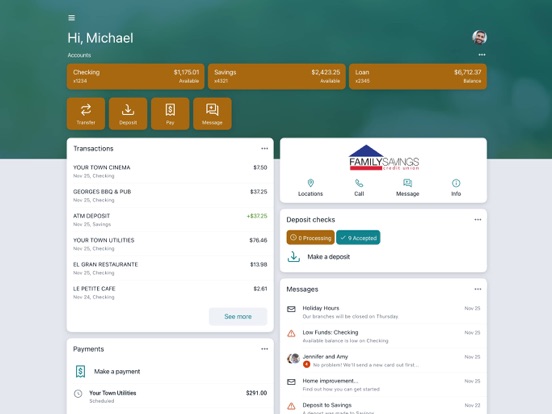 Family Savings CU iPad screenshot 1 - Finance app