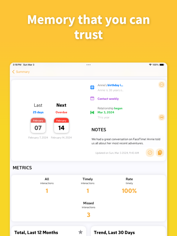 Linc - Friendship Tracker iPad screenshot 5 - Productivity app