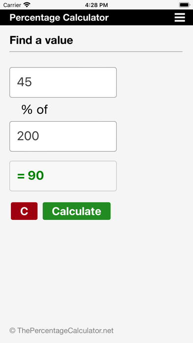Percentage Calculator (%) Screenshot