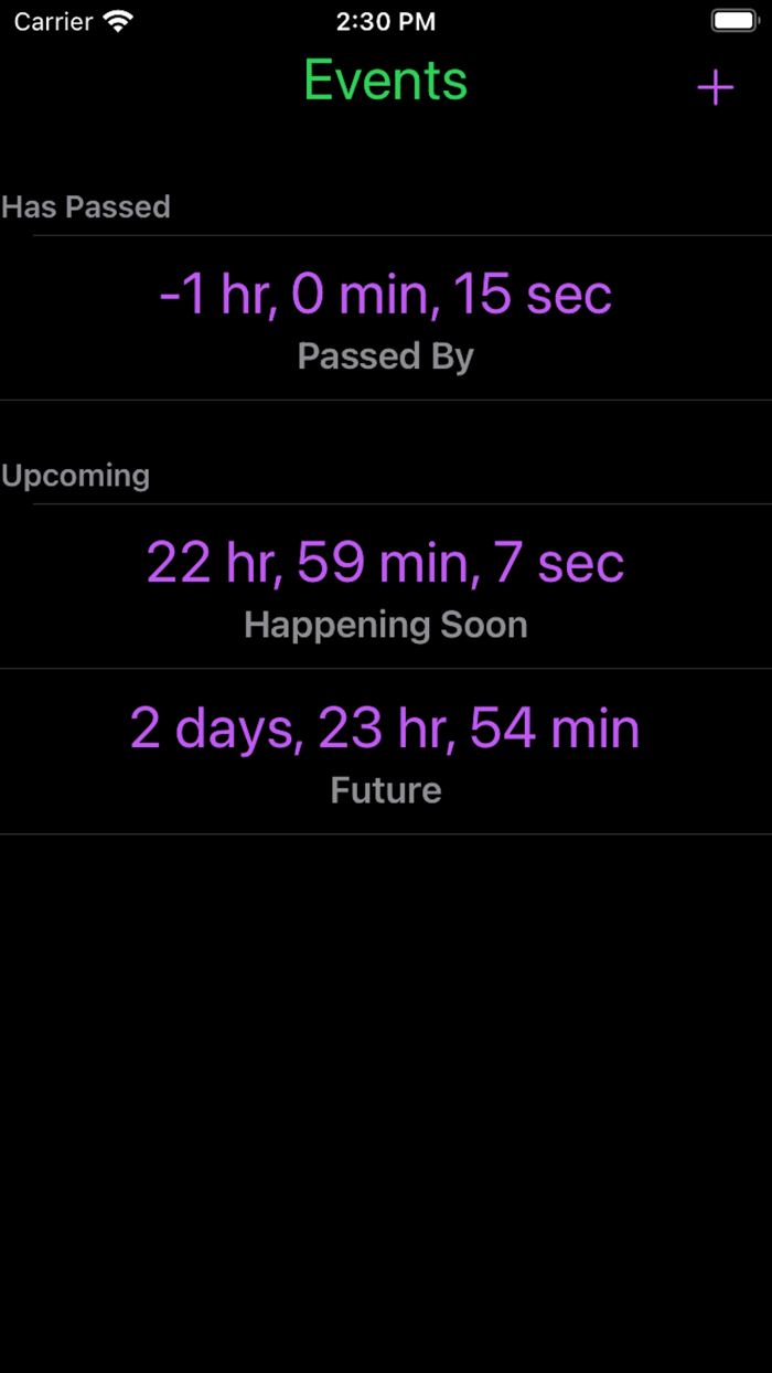 Simple Countdown List