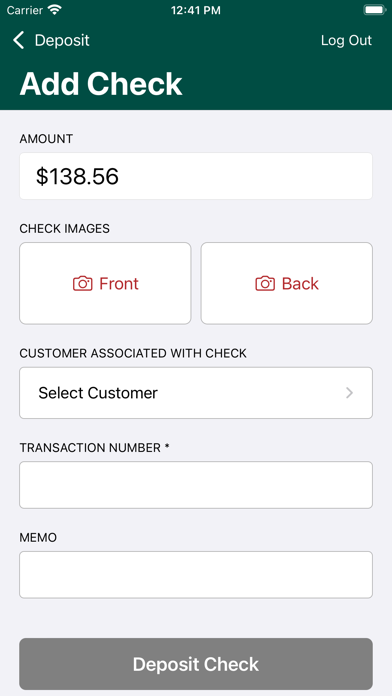 Green Belt Bank Remote Deposit Screenshot