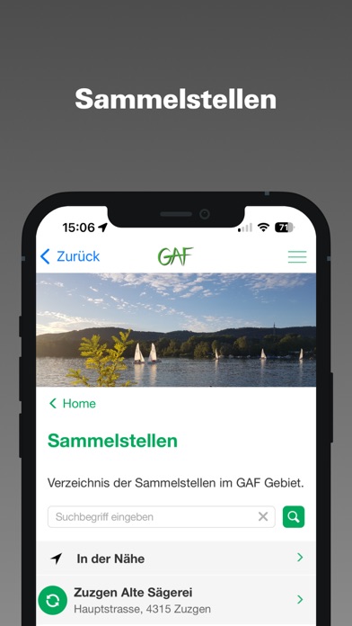 GAF Recyclingkalender Screenshot