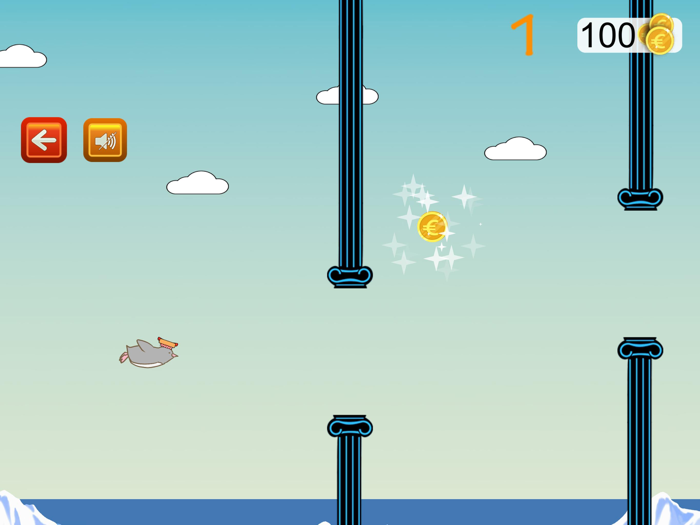 Penguins flying in the sky