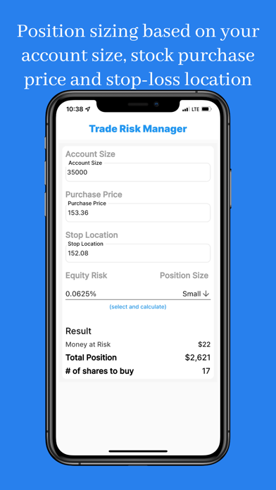 Trade Risk Manager Screenshot