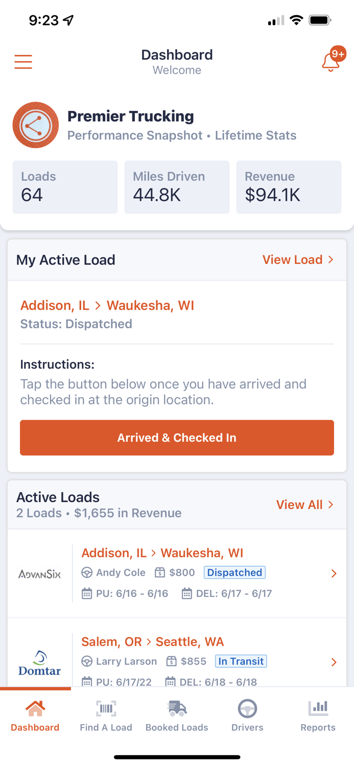 Sleek Carrier Portal