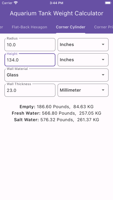 Screenshot #1 pour Aquarium Tank Weight Calc