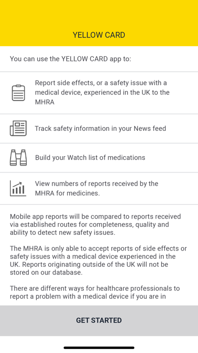 Yellow Card - MHRA Screenshot