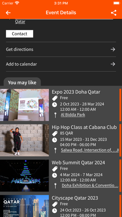 Qatar Events Screenshot