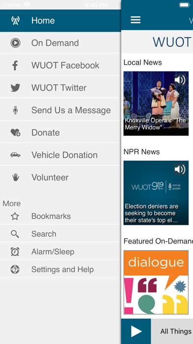 WUOT Public Radio App Screenshot