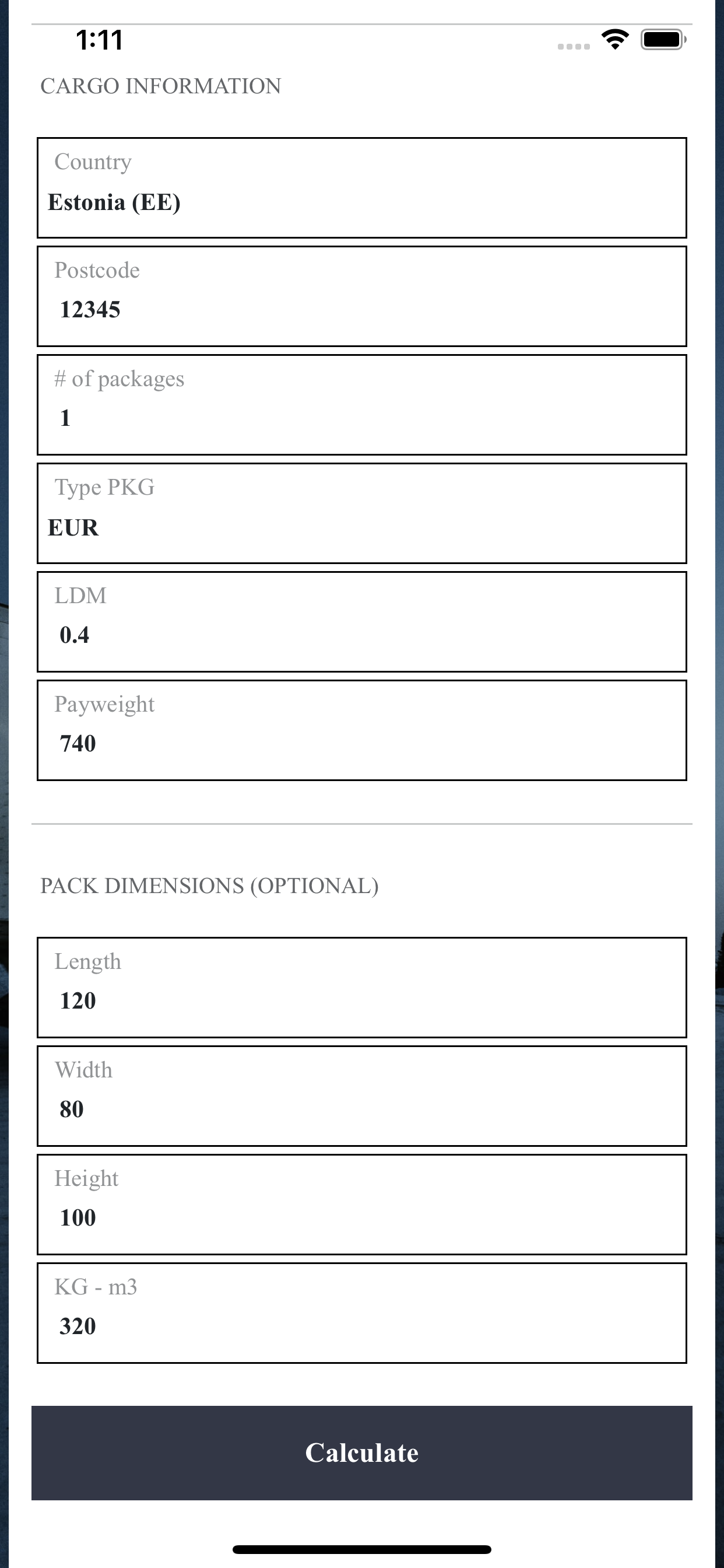 CargoPriceList