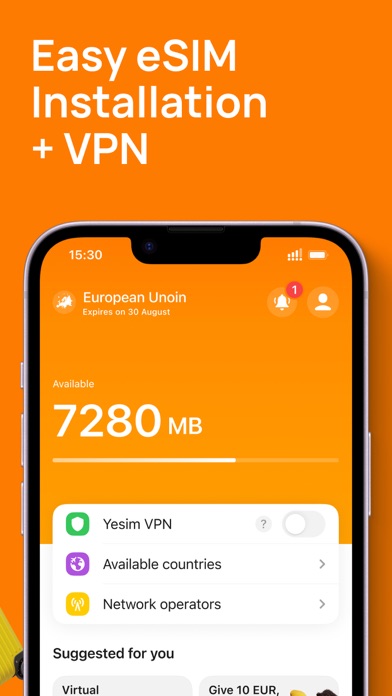 Yesim: eSIM virtual 2nd line Screenshot