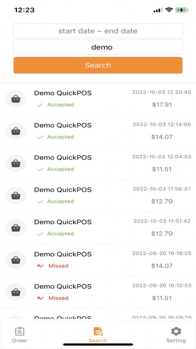 QuickPOS Order Taking Screenshot