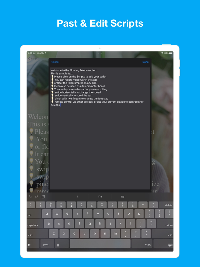 Teleprompter Floating Notes