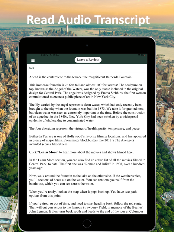 Central Park Walking Guide NYC iPad screenshot 6 - Travel app