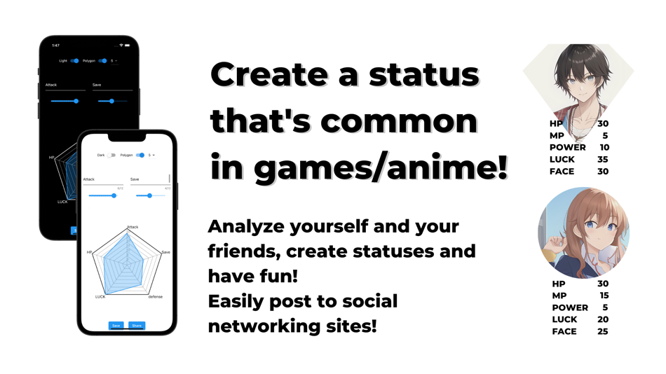 #1. Like a Game,Anime! Radar Chart (iOS) Podle: Minerva株式会社