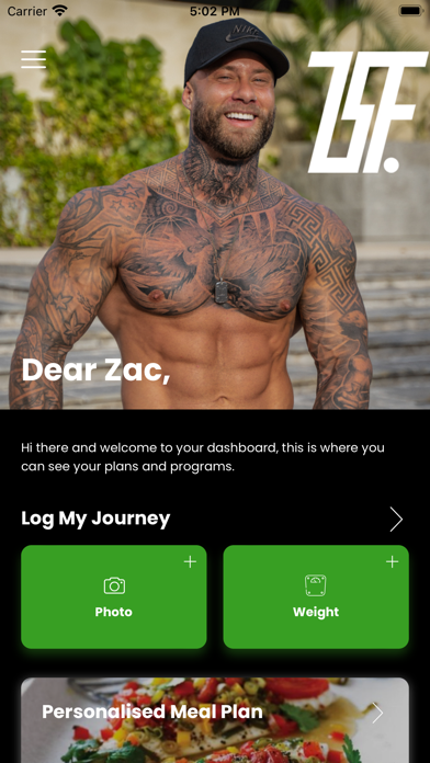 Zac Smith Fitness App Screenshot
