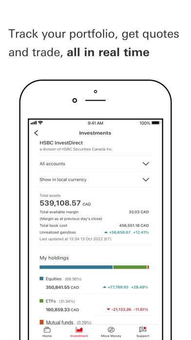 HSBC Canada Screenshot