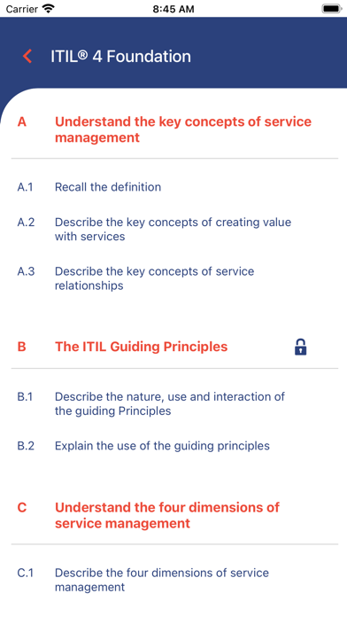 Bilby Exam Prep ITSM 4 Masters Screenshot