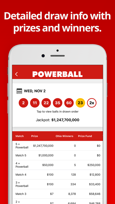 Ohio Lottery Numbers Screenshot