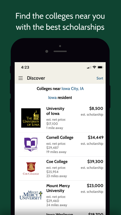 College Scholarship Calculator Screenshot