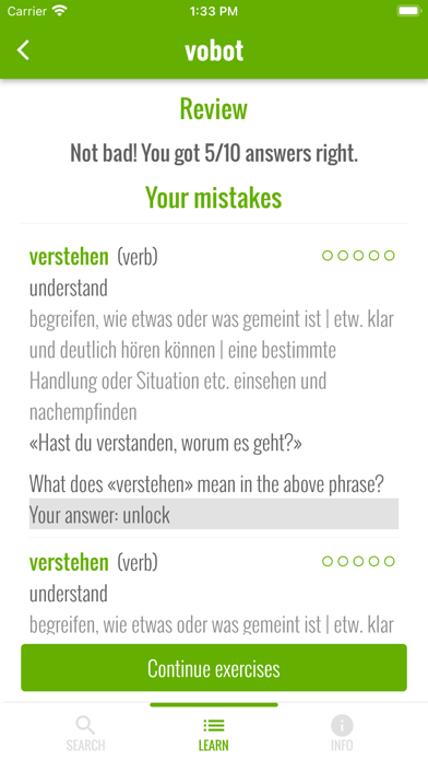 vobot German vocab trainer Screenshot