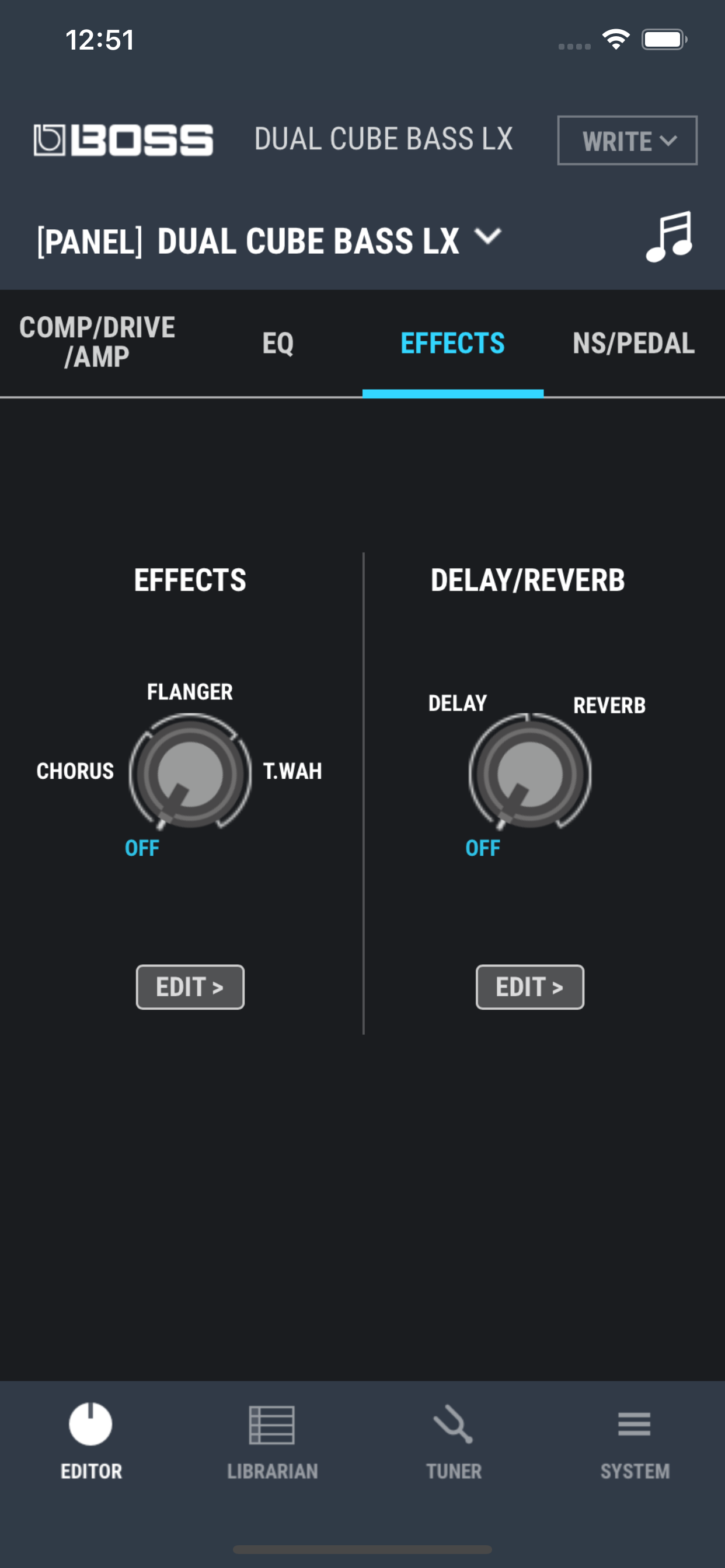 DUAL CUBE BASS LX Editor