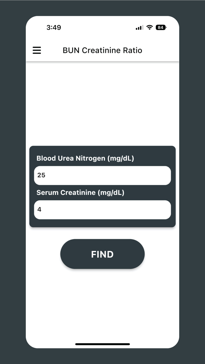 BUN Creatinine Ratio Calculate
