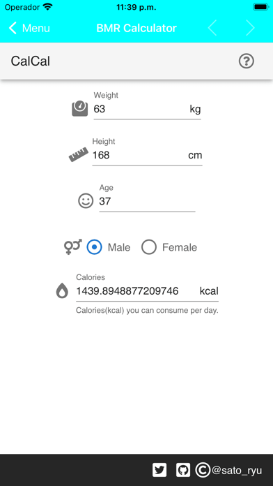 BMR Calculator Body Health Screenshot