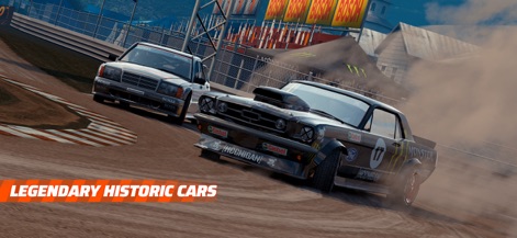 Rally One : Race to glory - Witness intense competition featuring legendary historic cars engaging in a thrilling race on a tarmac track, complete with realistic dust and smoke effects.