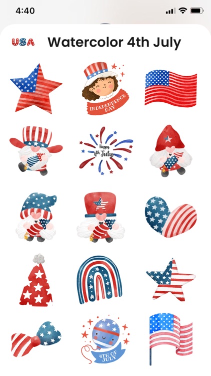 Watercolor 4th July Stickers