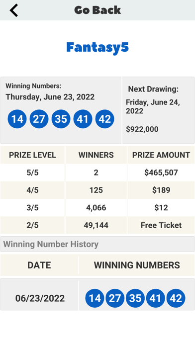 GA Lotto Results Screenshot