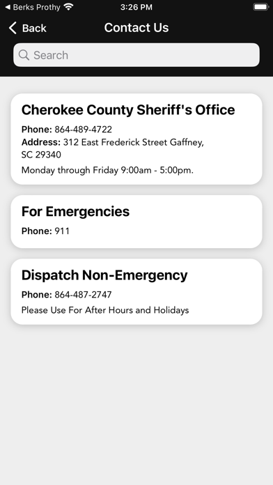 Cherokee County Sheriff SC Screenshot