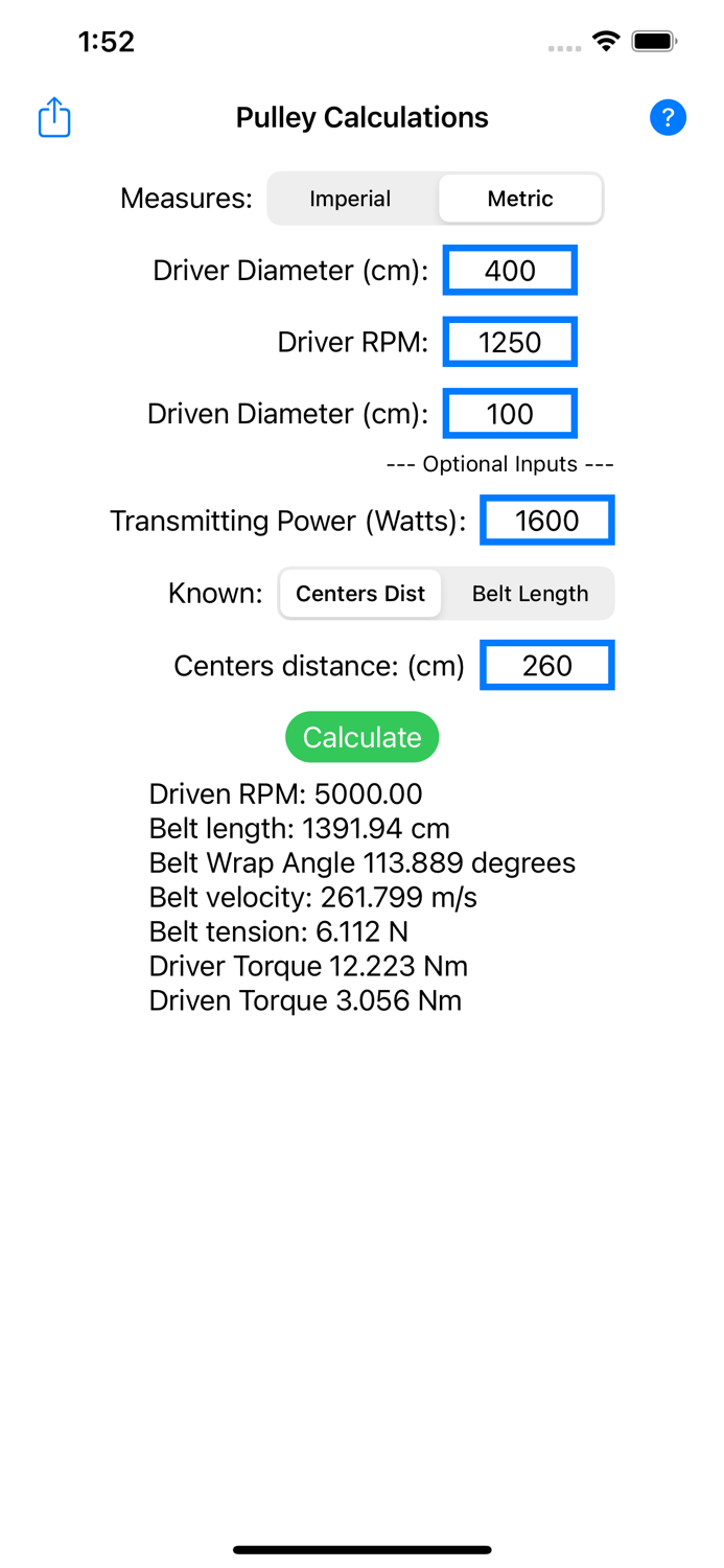 Belt and Pulley Calculator