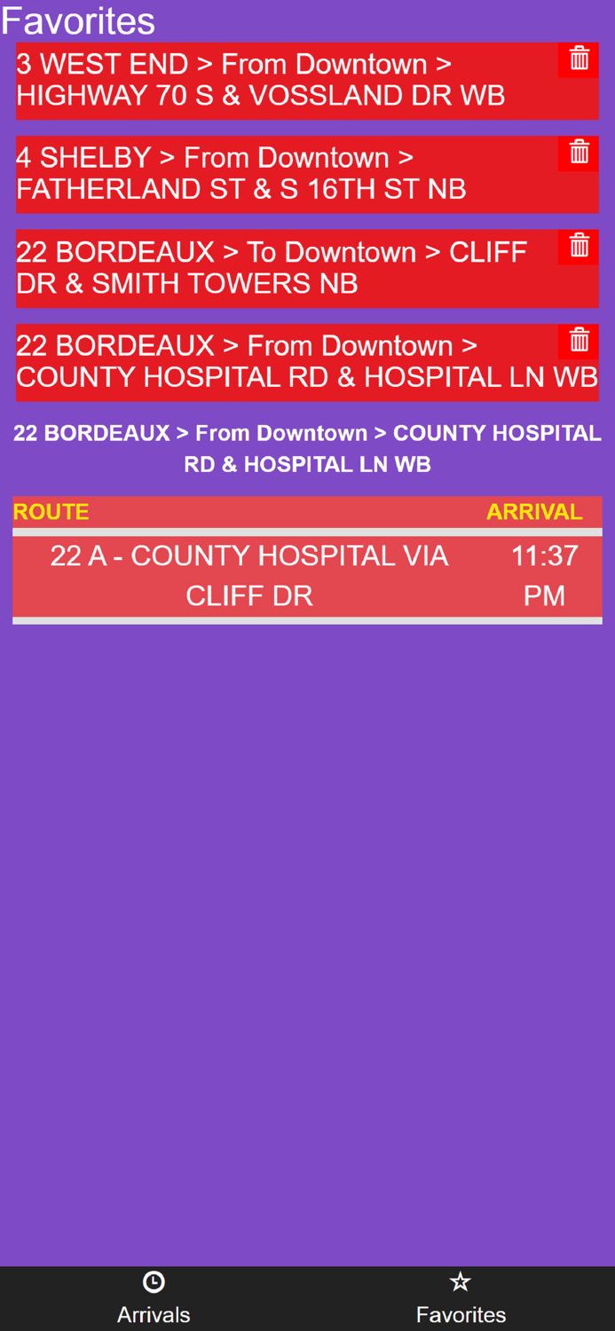 Nashville WeGo Bus Tracker