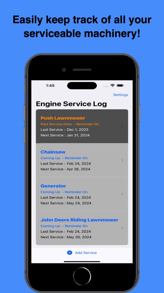 #1. Engine Service Log (iOS) 由: James C Hendryx